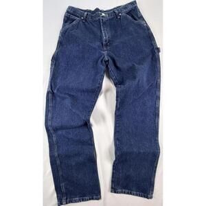 Wrangler Jeans Mens 34x34 Blue Relaxed Straight Baggy Carpenter Workwear Denim